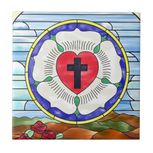Luther Rose Stained Glass Window Tile