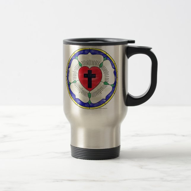 Luther Rose Stained Glass Window Travel Mug (Right)