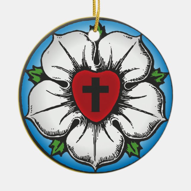 Luther’s Rose Ceramic Ornament (Front)