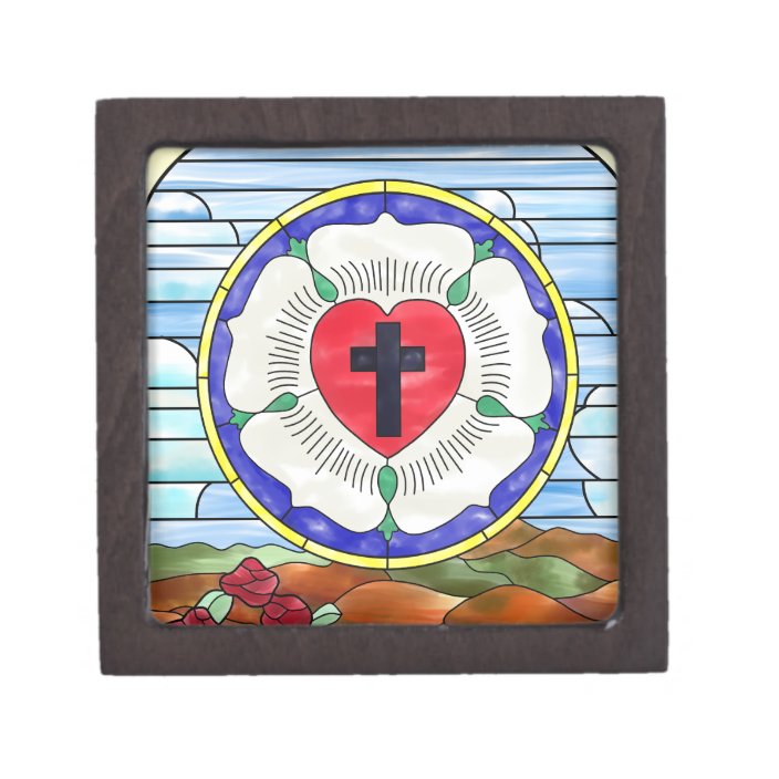 Luther Seal Stained Glass Window Keepsake Box