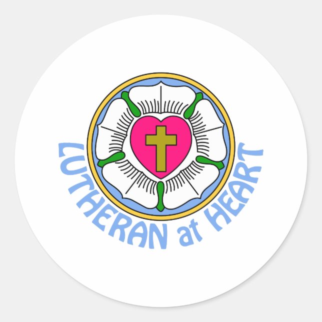 Lutheran At Heart Classic Round Sticker (Front)