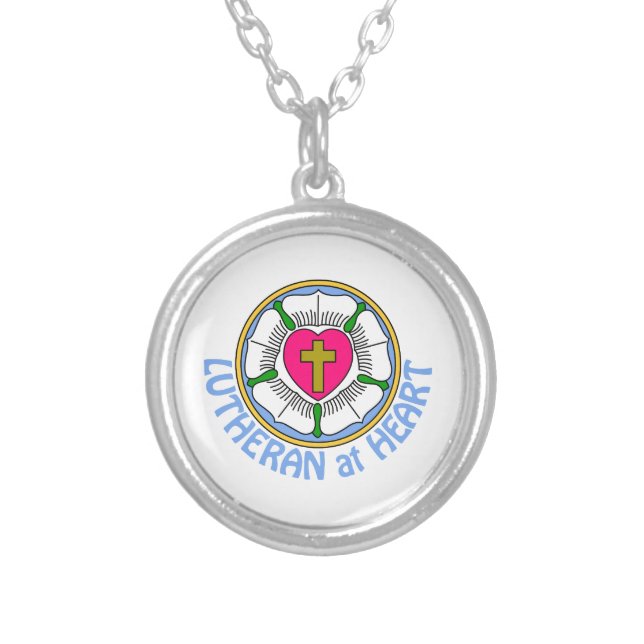 Lutheran At Heart Silver Plated Necklace (Front)