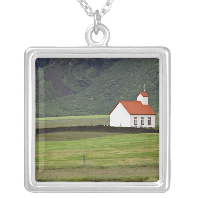 Lutheran Church, Iceland Silver Plated Necklace (Front)