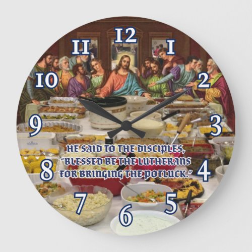 Lutheran Last Supper Potluck Large Clock