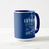 Lutheran Minister, powered by God and Coffee Mug (Front Right)