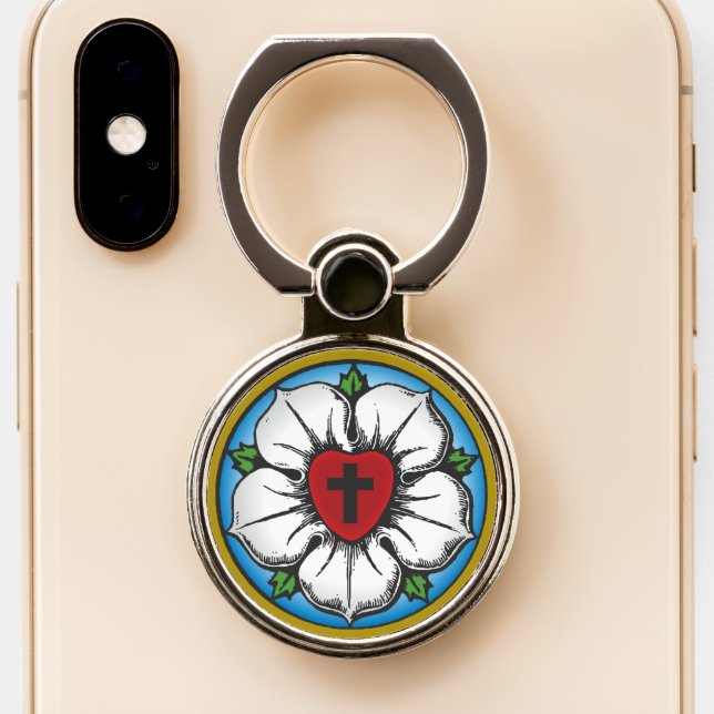 Lutheran Rose Phone Ring Stand (Close Up)