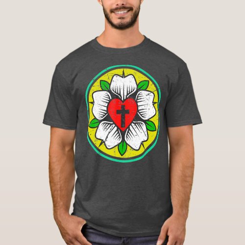 Lutheran Rose Symbol Religious Christian Church T_Shirt