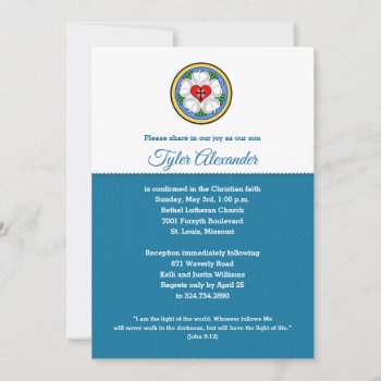 Luther's Rose Holy Cross Invitation Blue by NaptimeCards at Zazzle