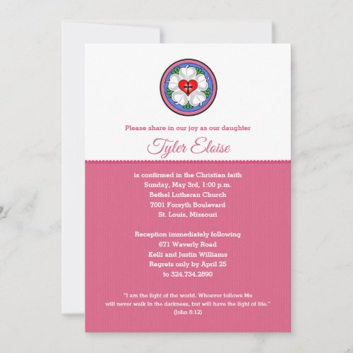 Luthers Rose Holy Cross Invitation Pink