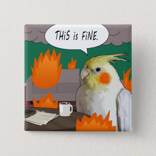 Lutino Cockatiel Parrot Funny White Bird Meme Button