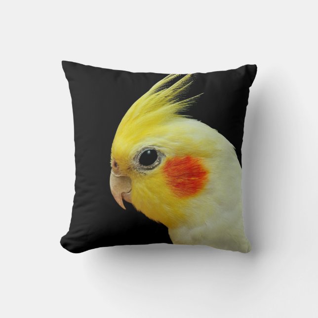 Lutino Cockatiel Throw Pillow (Front)