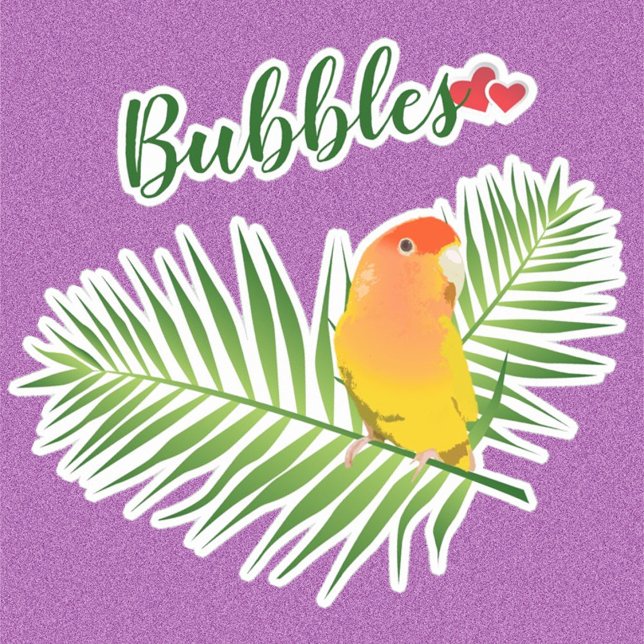 Lutino Peachfaced Lovebird Pet Bird Love Cute Name Sticker (Lutino Peachfaced Lovebird sticker personalized for pet bird lovers. Add any name!)