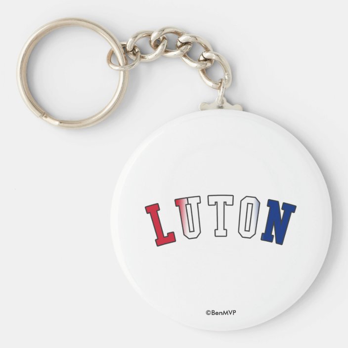 Luton in United Kingdom National Flag Colors Keychain