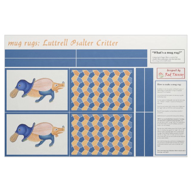 Luttrell Psalter Critter DIY Mug Rugs Fabric (Fat Quarter)
