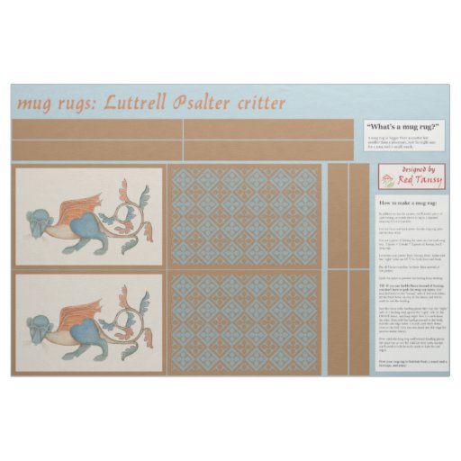 Luttrell Psalter Critter DIY Mug Rugs Fabric