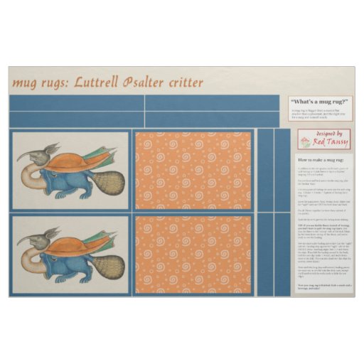 Luttrell Psalter Critter DIY Mug Rugs Fabric
