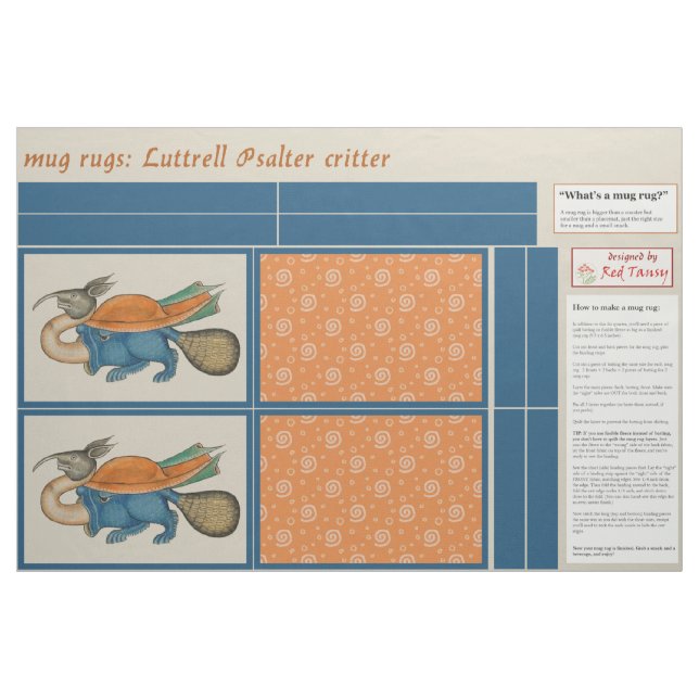 Luttrell Psalter Critter DIY Mug Rugs Fabric (Fat Quarter)