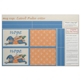 Luttrell Psalter Critter DIY Mug Rugs Fabric