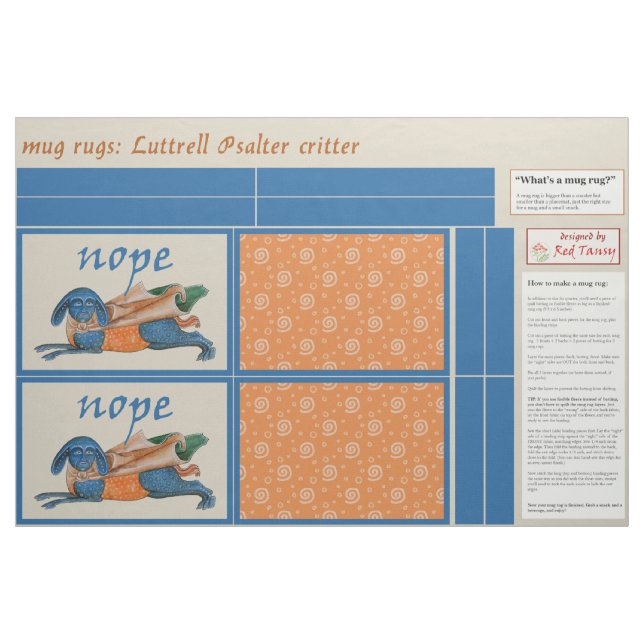 Luttrell Psalter Critter DIY Mug Rugs Fabric (Fat Quarter)