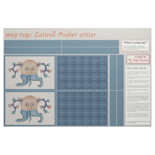 Luttrell Psalter Critter DIY Mug Rugs Fabric