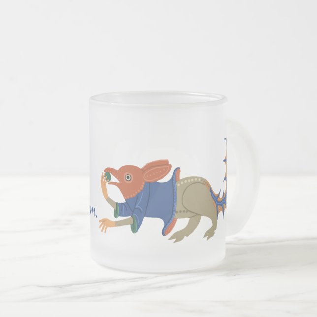 Luttrell Psalter "Squirrel" Frosted Glass Coffee Mug (Front Right)