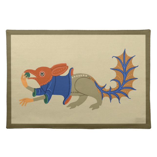 Luttrell Psalter Squirrel-Thing Cloth Placemat (Front)