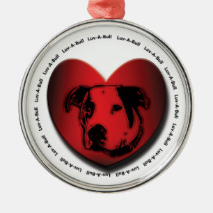 Luv-A-Bull American Bulldog Pit Bull Heart Metal Ornament