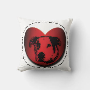 Luv-A-Bull American Bulldog Pit Bull Heart Throw Pillow