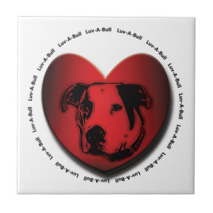 Luv-A-Bull American Bulldog Pit Bull Heart Tile