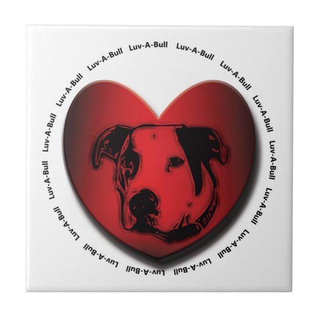 Luv-A-Bull American Bulldog Pit Bull Heart Tile (Front)
