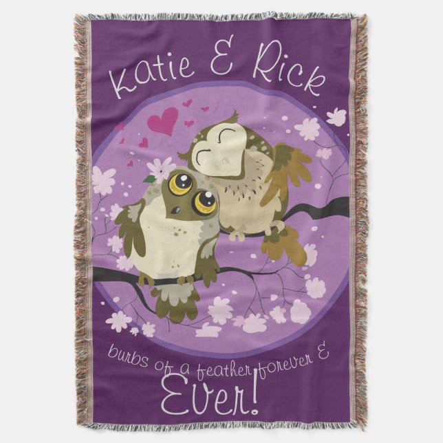 Luv Birds Owls Burbs of a Feather Forever Throw Blanket (Front Vertical)