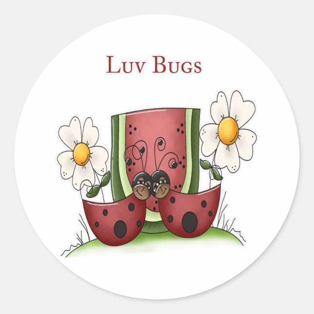 Luv Bugs Classic Round Sticker (Front)