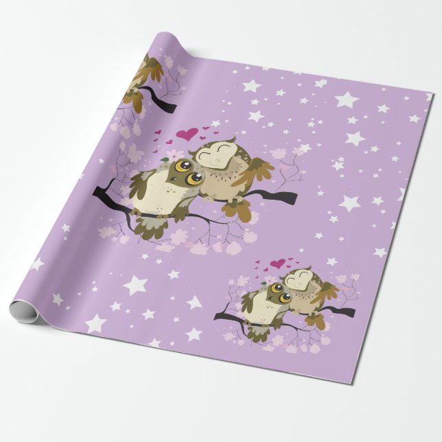 luv burd owls wrapping paper (Unrolled)