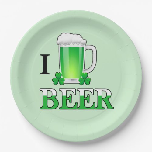 Luv Green Beer SPD Party Paper Plates