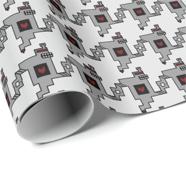 Luv Machine Robot Houndstooth Pattern Wrapping Paper (Roll Corner)