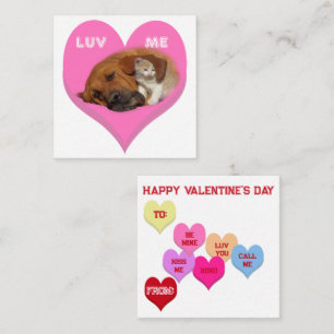 LUV ME Critters Conversation Hearts Valentine's Note Card