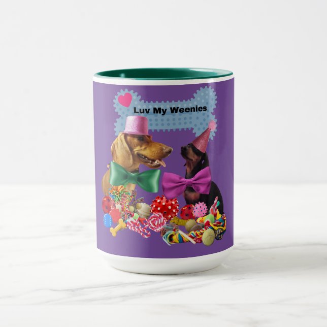 Luv My Weenies Purple/Green Coffee Mug (Center)