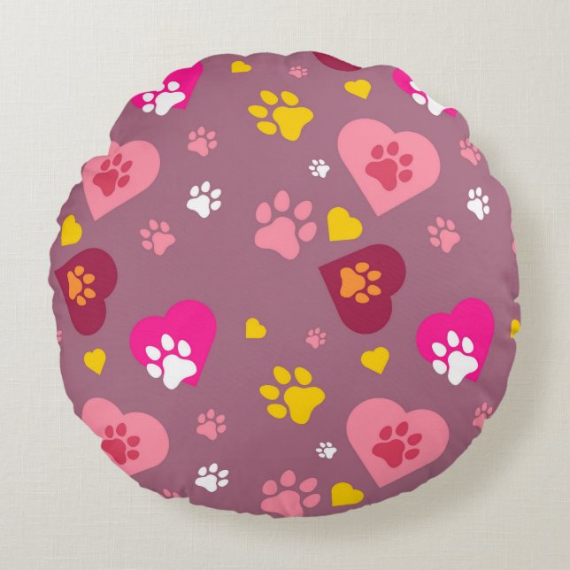 Luv Pawz Round Pillow (Front)