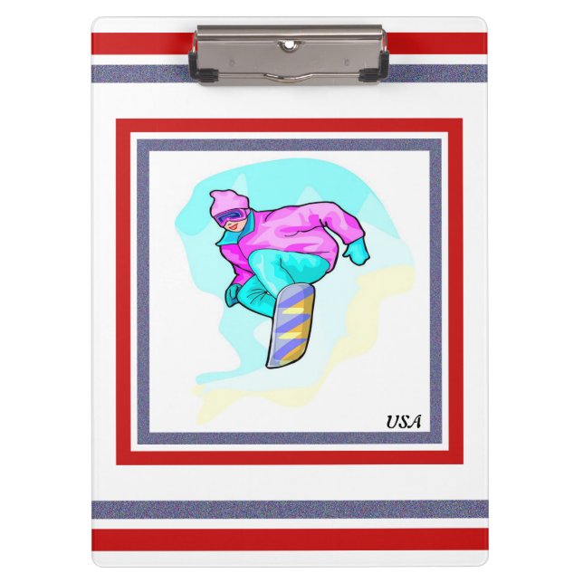 Luv to Snowboard - Clipboard (Front)