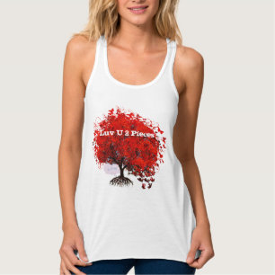 Luv U 2 Pieces T-Shirt Swirls Roots Puzzle Pieces Tank Top