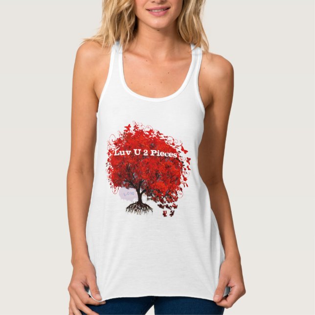 Luv U 2 Pieces T-Shirt Swirls Roots Puzzle Pieces Tank Top (Front)