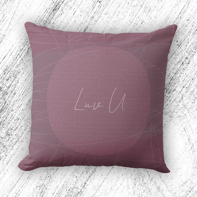 Luv U - Rose Trendy Modern Scribbled Lines Throw Pillow (Luv U - Rose Trendy Modern Scribbled Lines Throw Pillow ©Susanne Sachers - Sunny Mind Design)