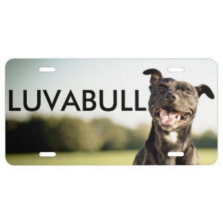 "LUVABULL" Happy Pit Bull License Plate. Plate