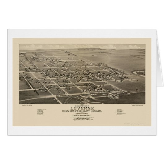 Luverne, MN Panoramic Map - 1883 Cards (Front Horizontal)