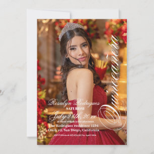 Lux and elegant Photo Quinceanera Gold Invitation