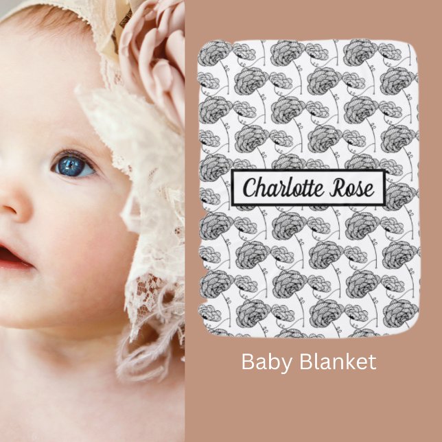 Lux Baby Boho Black Floral  Baby Blanket (Creator Uploaded)