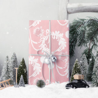 Lux Christmas Elegant Baubles on Pink Wrapping Paper