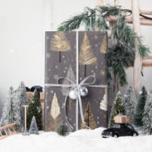 Lux Christmas Gold on Gray Wrapping Paper