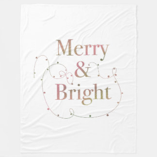 Lux Christmas Merry & Bright on White Fleece Blanket