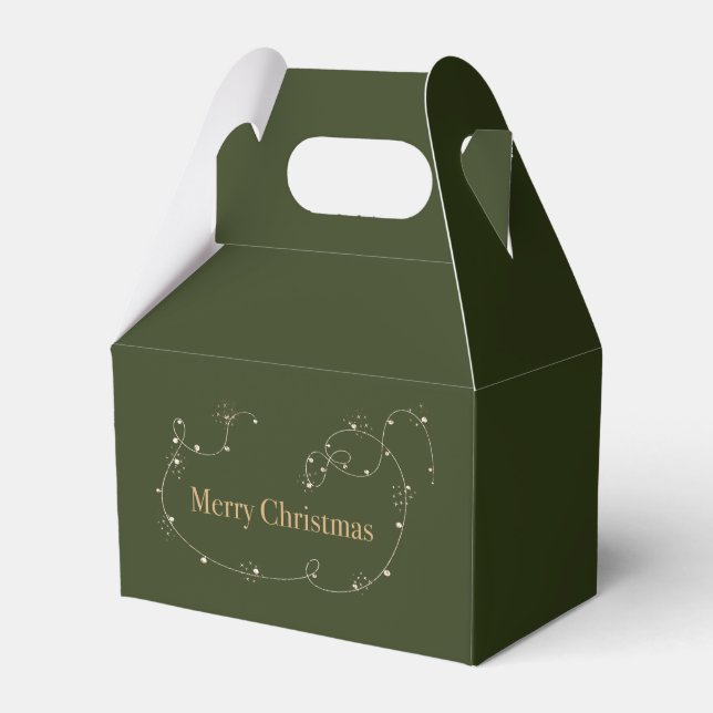 Lux Christmas Sleigh Ride Lights on Green Favor Boxes (Front Side)